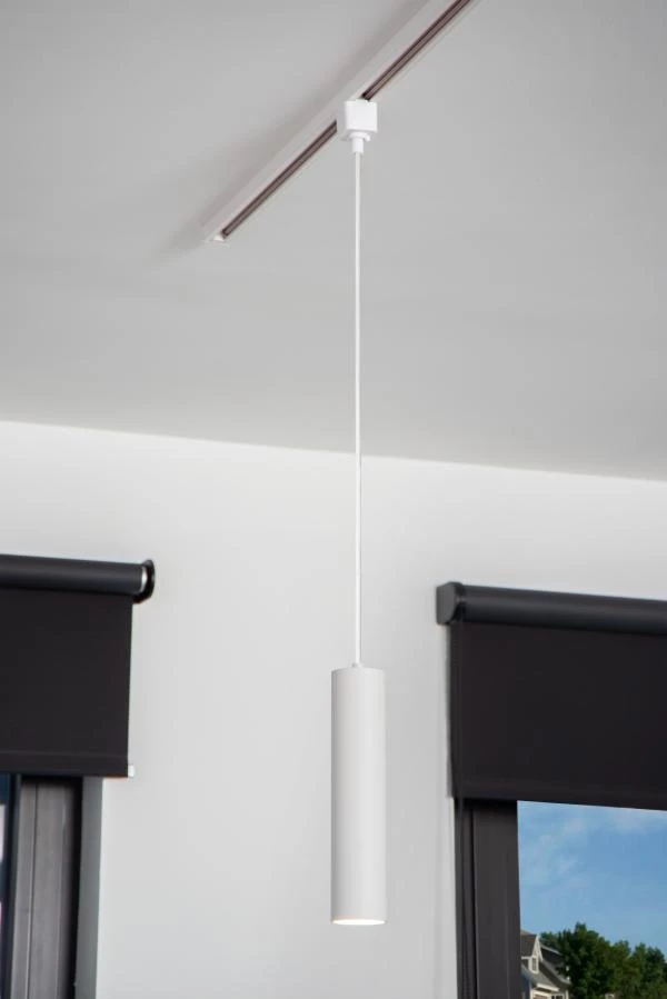 Lucide TRACK FLORIS pendant - 1-circuit Track lighting system - 1xGU10 - White (Extension) - atmosphere 6